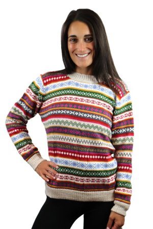 Womens Colorful Crew Sweater Alpaca warm soft cozy 