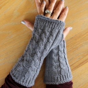 Alpaca cable wrist warmers texting gloves