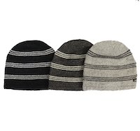Unisex alpaca hat lined soft, warm, stripe black grey