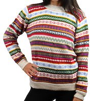 Womens Colorful Crew Sweater Alpaca warm soft cozy 