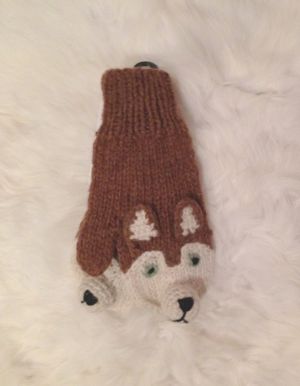 Fox mitten, Alpaca mitten for Children, childs mitten