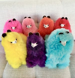 100% BABY ALPACA TOY FIGURE DYED BRIGHLY COLORED