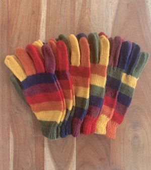Warm Alpaca Stiped glove for adults